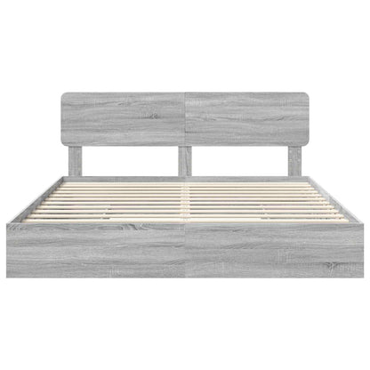 Storage Bed Grey Sonoma 200 x 200 cm Engineered Wood