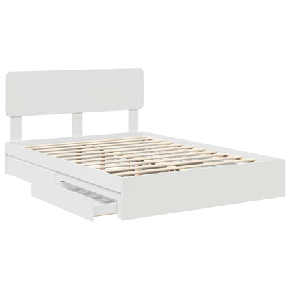 Storage Bed with Headboard White 160 x 200 cm Engineered Wood
