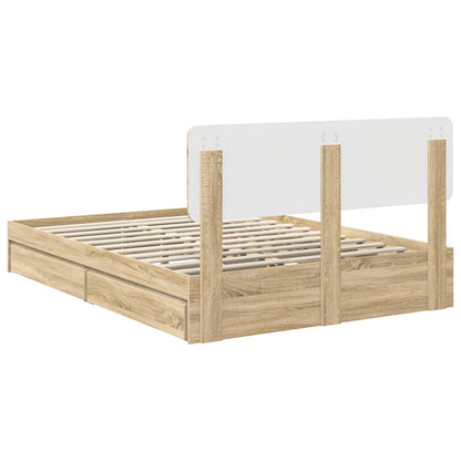 Storage Bed with Drawer Sonoma Oak 160 x 200 cm Engineered Wood