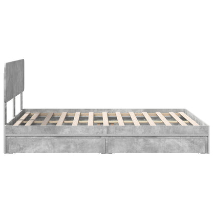 Storage Bed Concrete Grey 150 x 200 cm Engineered Wood
