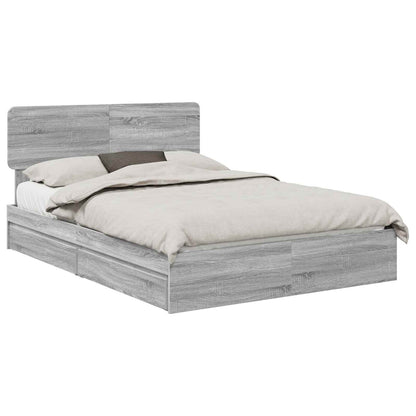 Storage Bed Grey Sonoma 150 x 200 cm Engineered Wood