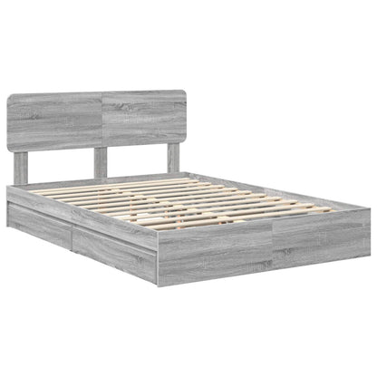 Storage Bed Grey Sonoma 150 x 200 cm Engineered Wood