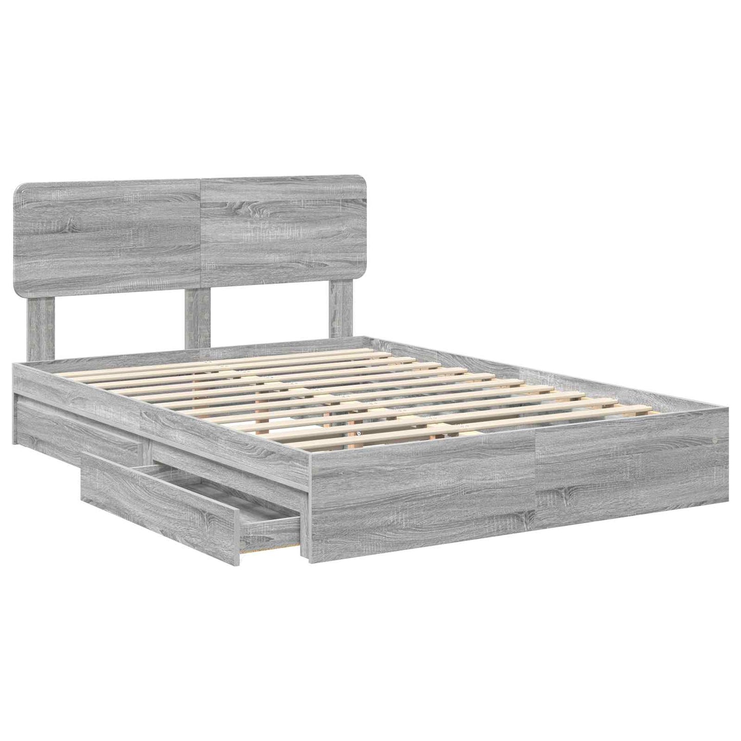 Storage Bed Grey Sonoma 150 x 200 cm Engineered Wood