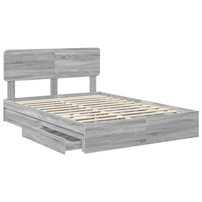 Storage Bed Grey Sonoma 150 x 200 cm Engineered Wood