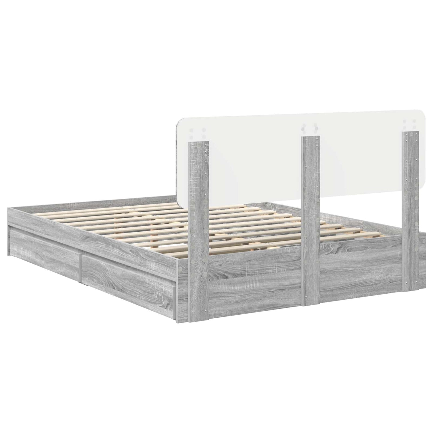 Storage Bed Grey Sonoma 150 x 200 cm Engineered Wood