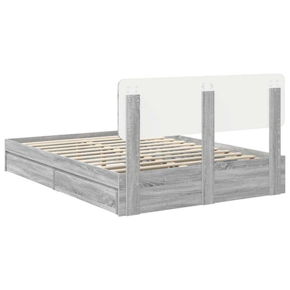 Storage Bed Grey Sonoma 150 x 200 cm Engineered Wood