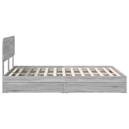 Storage Bed Grey Sonoma 150 x 200 cm Engineered Wood