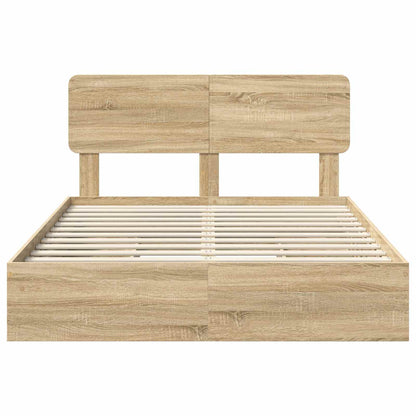 Storage Bed with Drawer Sonoma Oak 140 x 200 cm Engineered Wood