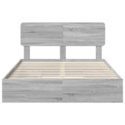 Storage Bed Grey Sonoma 140 x 200 cm Engineered Wood