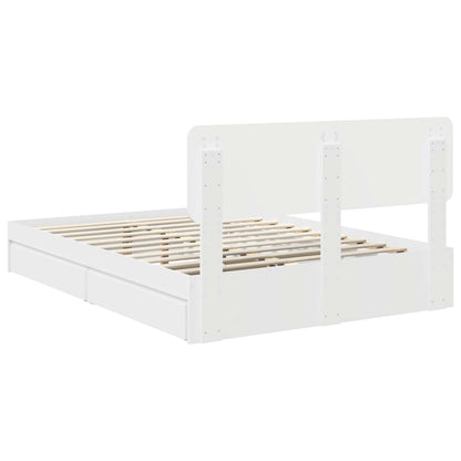 Storage Bed with Headboard White 140 x 190 cm Engineered Wood
