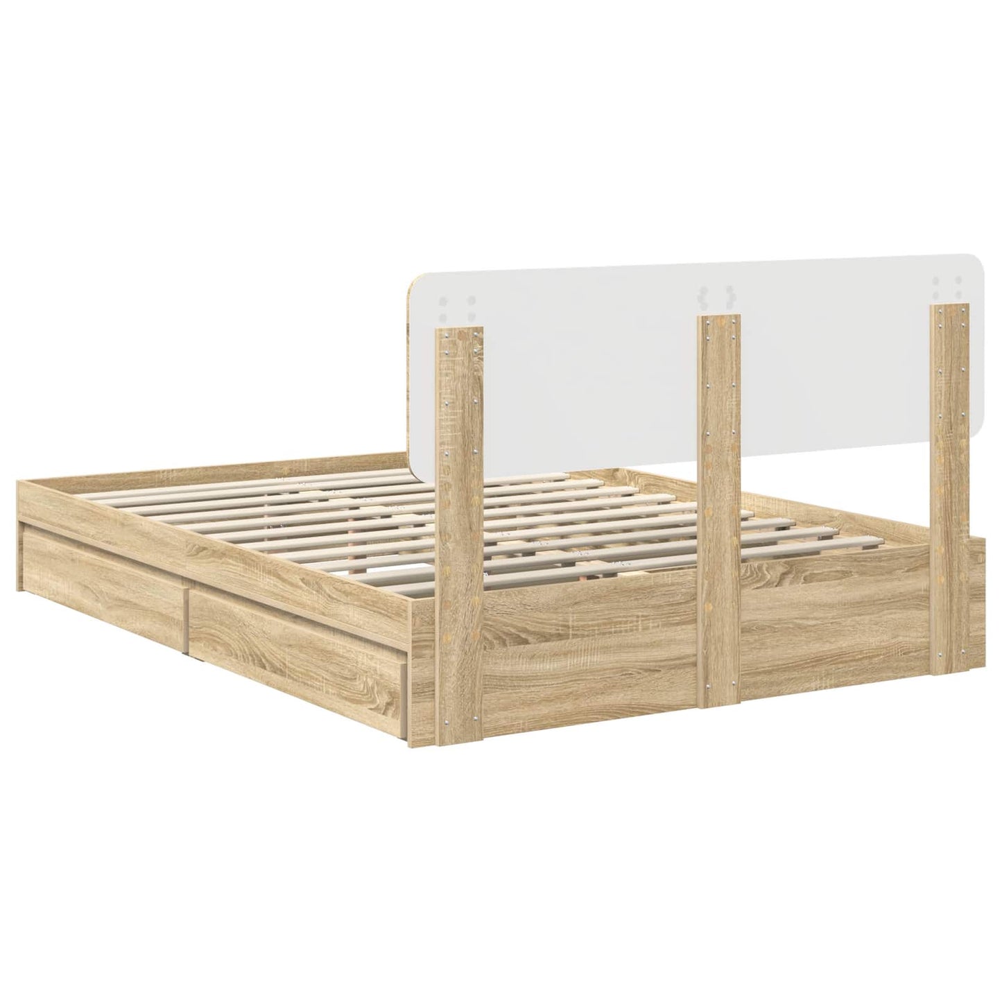 Storage Bed with Drawer Sonoma Oak 140 x 190 cm Engineered Wood