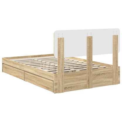 Storage Bed with Drawer Sonoma Oak 135 x 190 cm Engineered Wood