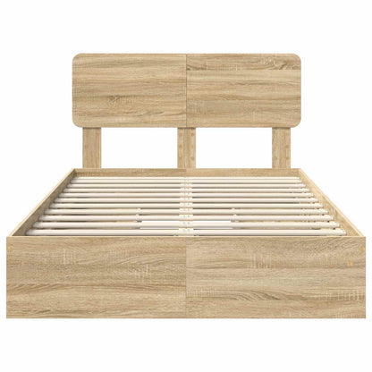 Storage Bed with Drawer Sonoma Oak 135 x 190 cm Engineered Wood