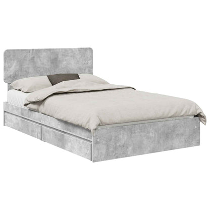 Storage Bed Concrete Grey 135 x 190 cm Engineered Wood