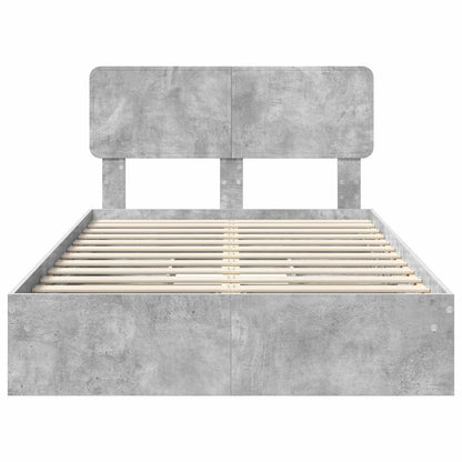 Storage Bed Concrete Grey 135 x 190 cm Engineered Wood