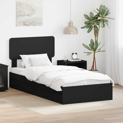 Storage Bed with Headboard Black 100 x 200 cm Engineered Wood