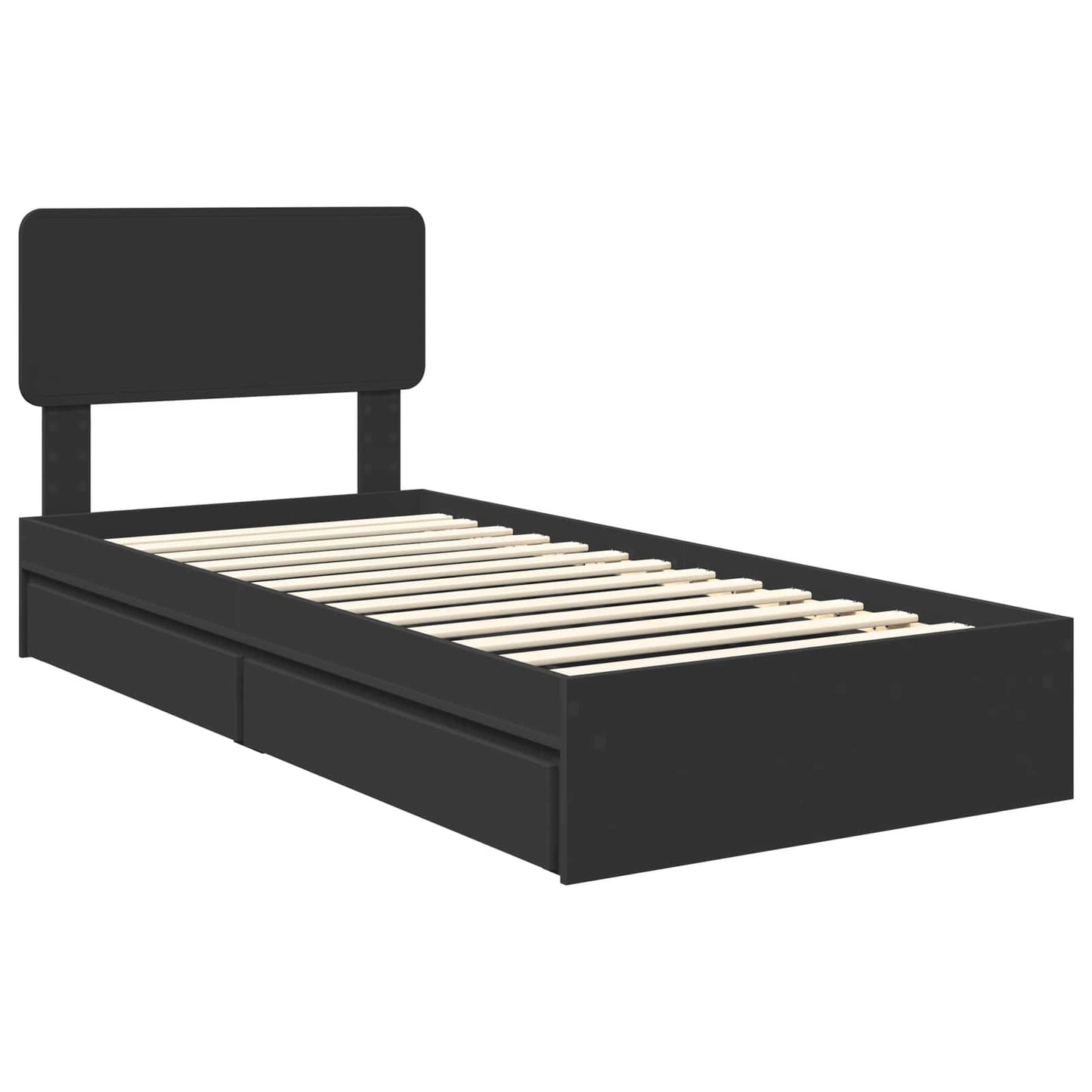 Storage Bed with Headboard Black 100 x 200 cm Engineered Wood