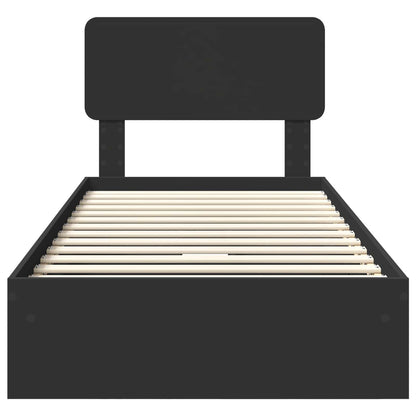 Storage Bed with Headboard Black 100 x 200 cm Engineered Wood