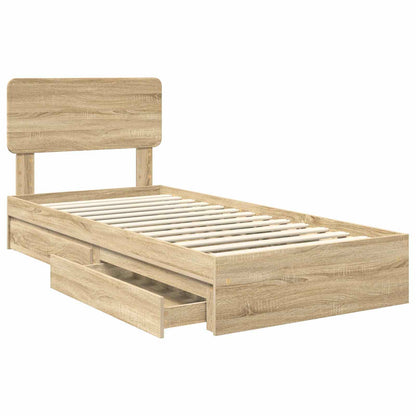 Storage Bed with Drawer Sonoma Oak 100 x 200 cm Engineered Wood