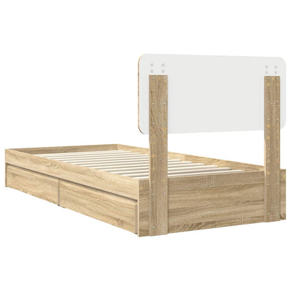 Storage Bed with Drawer Sonoma Oak 100 x 200 cm Engineered Wood