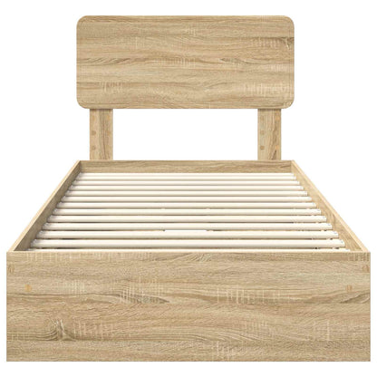 Storage Bed with Drawer Sonoma Oak 100 x 200 cm Engineered Wood