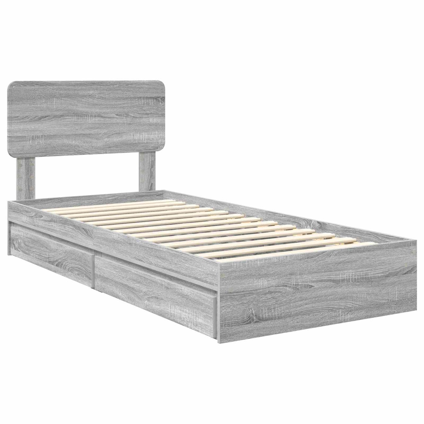 Storage Bed Grey Sonoma 100 x 200 cm Engineered Wood