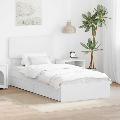 Storage Bed with Headboard White 90 x 200 cm Engineered Wood