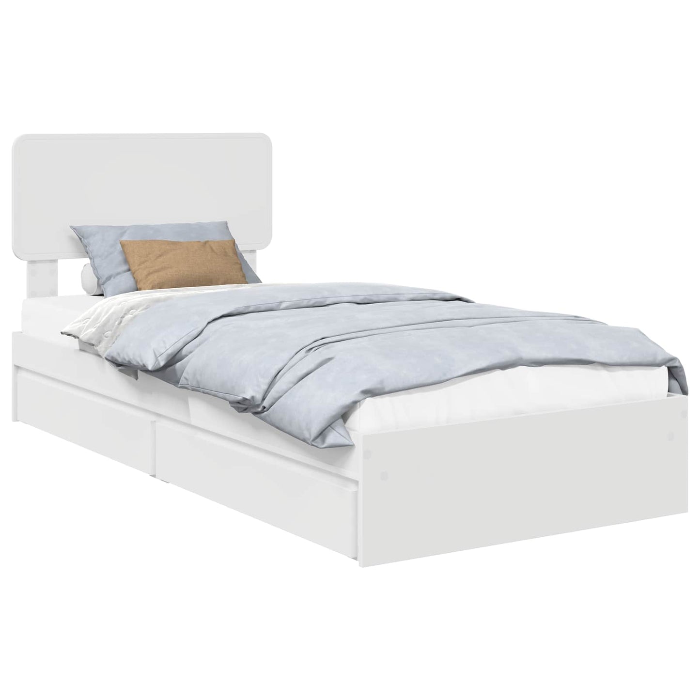 Storage Bed with Headboard White 90 x 200 cm Engineered Wood