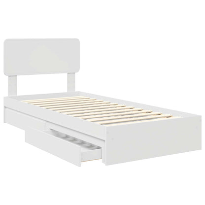 Storage Bed with Headboard White 90 x 200 cm Engineered Wood