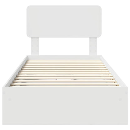 Storage Bed with Headboard White 90 x 200 cm Engineered Wood