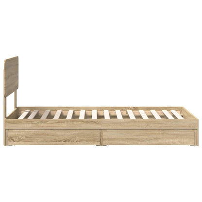 Storage Bed with Drawer Sonoma Oak 90 x 200 cm Engineered Wood