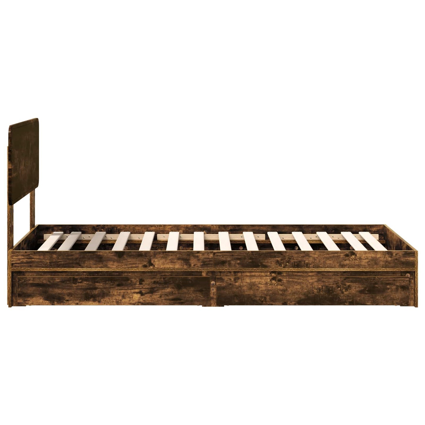 Storage Bed with Drawer Smoked Oak 90 x 200 cm Engineered Wood