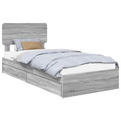 Storage Bed with Drawer Grey Sonoma 90 x 200 cm Engineered Wood