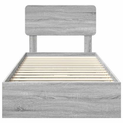 Storage Bed with Drawer Grey Sonoma 90 x 200 cm Engineered Wood