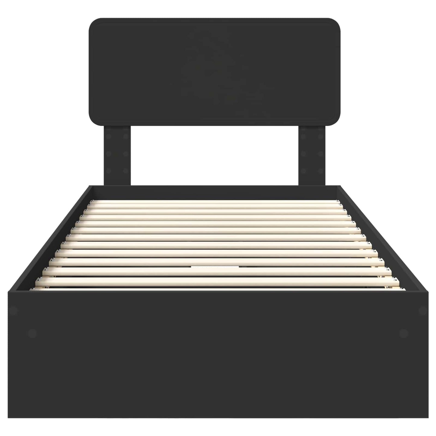 Storage Bed with Headboard Black 90 x 190 cm Engineered Wood