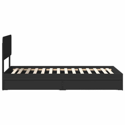 Storage Bed with Headboard Black 90 x 190 cm Engineered Wood