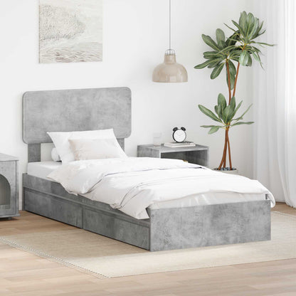 Storage Bed Concrete Grey 90 x 190 cm Engineered Wood