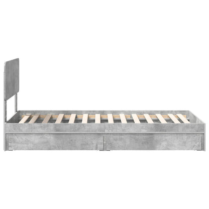 Storage Bed Concrete Grey 90 x 190 cm Engineered Wood