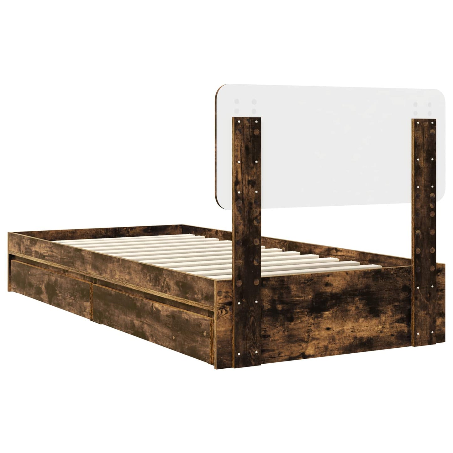 Storage Bed with Drawer Smoked Oak 90 x 190 cm Engineered Wood