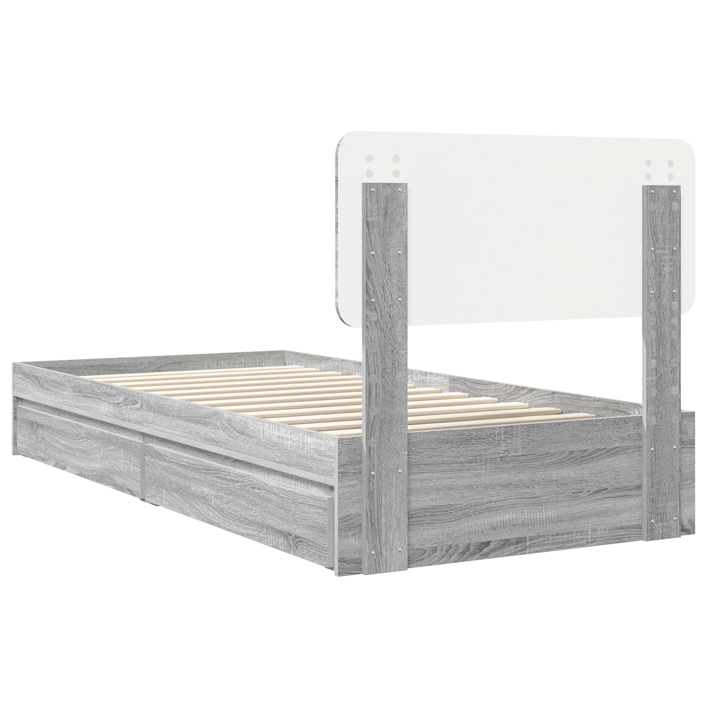 Storage Bed with Drawer Grey Sonoma 90 x 190 cm Engineered Wood