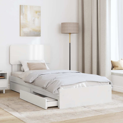 Storage Bed with Headboard White 75 x 190 cm Engineered Wood