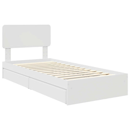 Storage Bed with Headboard White 75 x 190 cm Engineered Wood