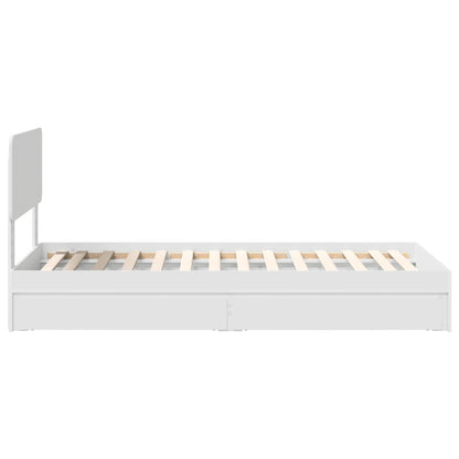 Storage Bed with Headboard White 75 x 190 cm Engineered Wood