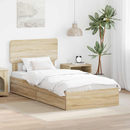 Storage Bed with Drawer Sonoma Oak 75 x 190 cm Engineered Wood