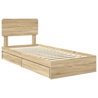 Storage Bed with Drawer Sonoma Oak 75 x 190 cm Engineered Wood