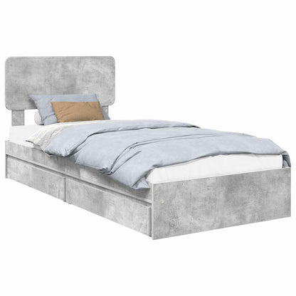 Storage Bed Concrete Grey 70 x 190 cm Engineered Wood