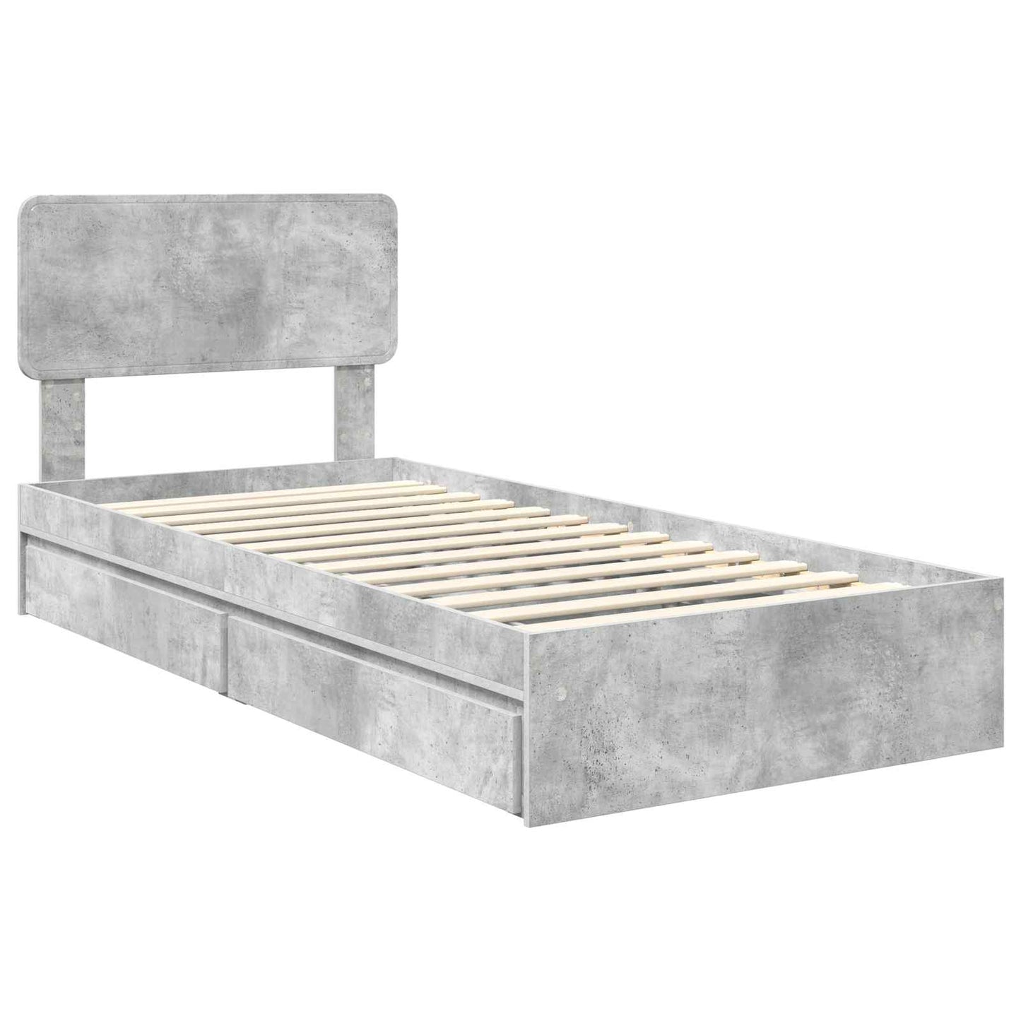 Storage Bed Concrete Grey 70 x 190 cm Engineered Wood