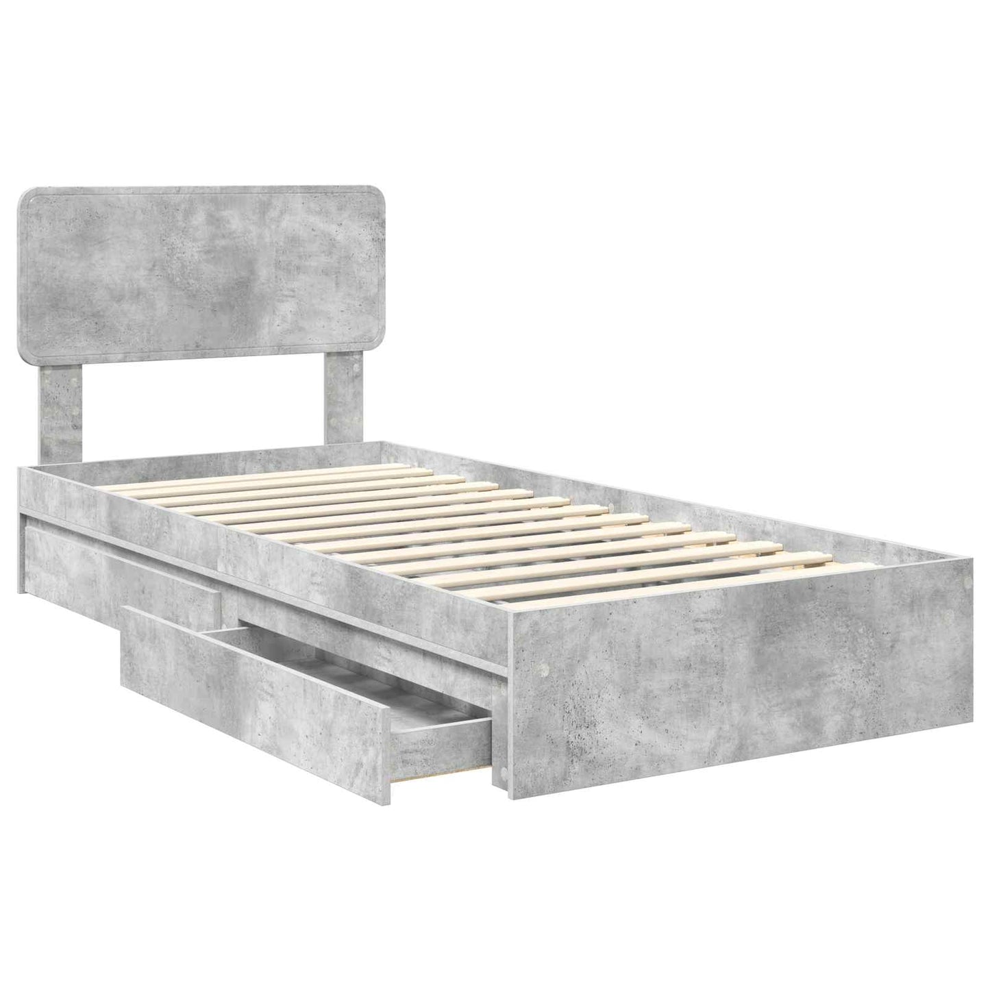 Storage Bed Concrete Grey 70 x 190 cm Engineered Wood