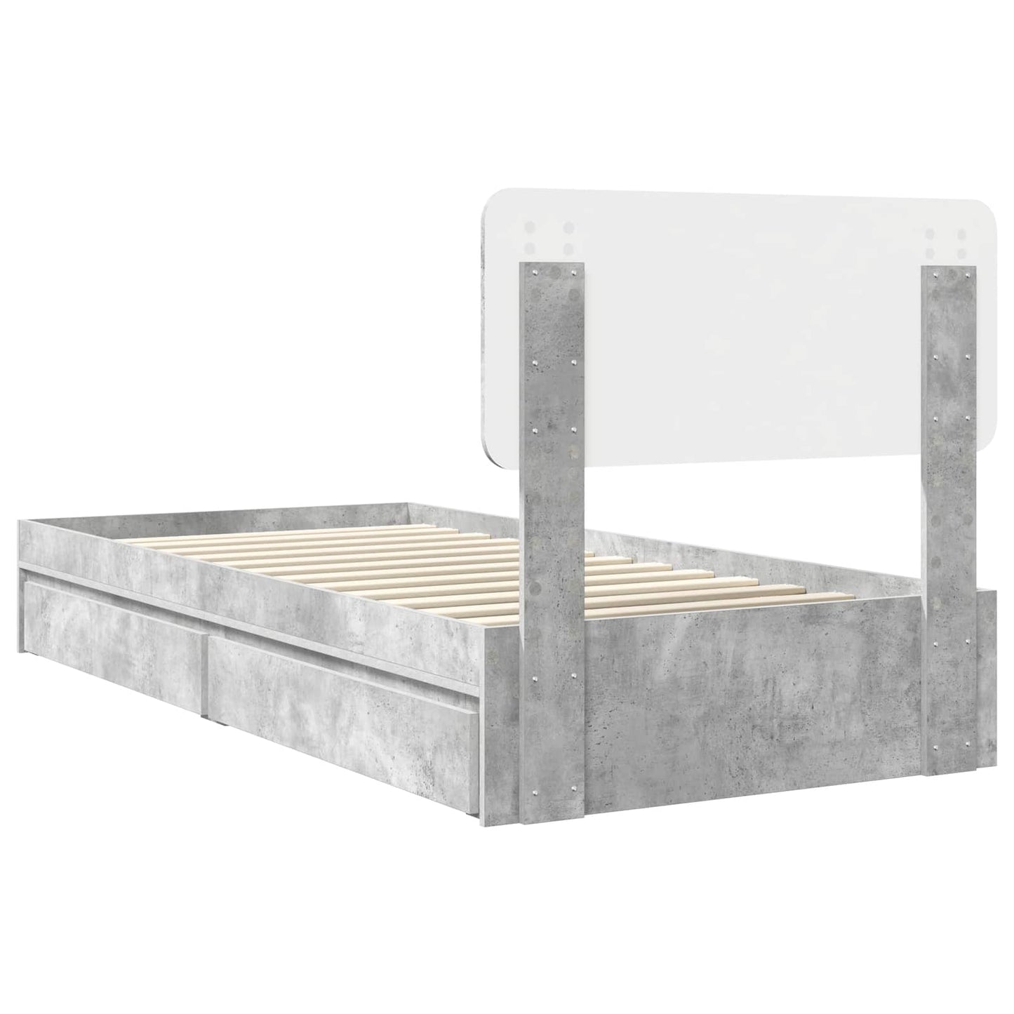 Storage Bed Concrete Grey 70 x 190 cm Engineered Wood