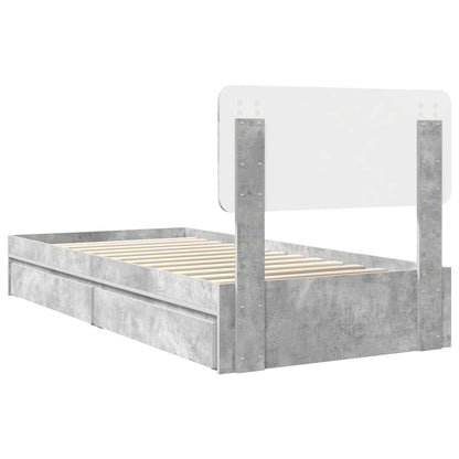 Storage Bed Concrete Grey 70 x 190 cm Engineered Wood